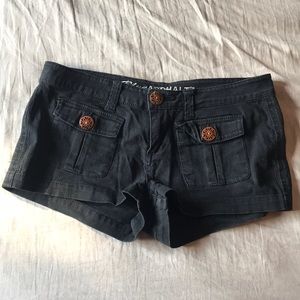 Black Short Shorts With Brown Wooden Buttons